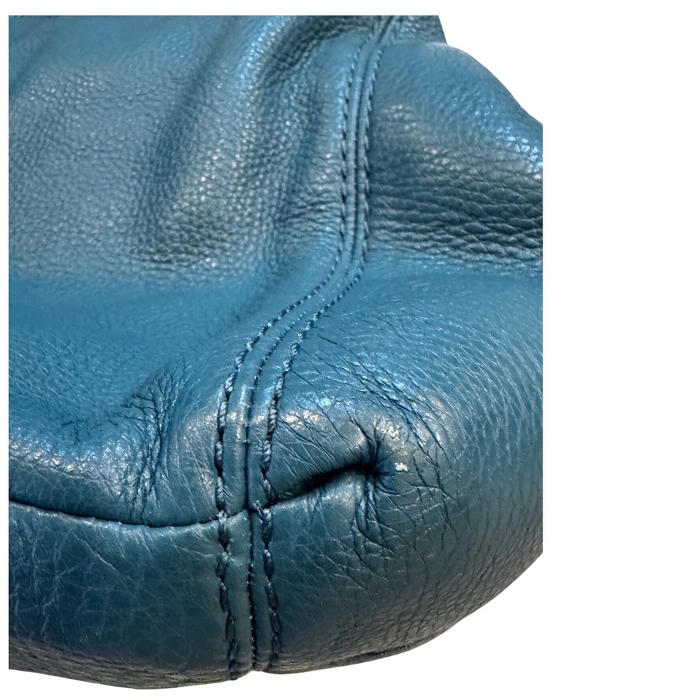 Coach Lexy F57545 Teal Blue Pebbled Leather Hobo Shoulder Bag Gold Hardware - Picture 10 of 12